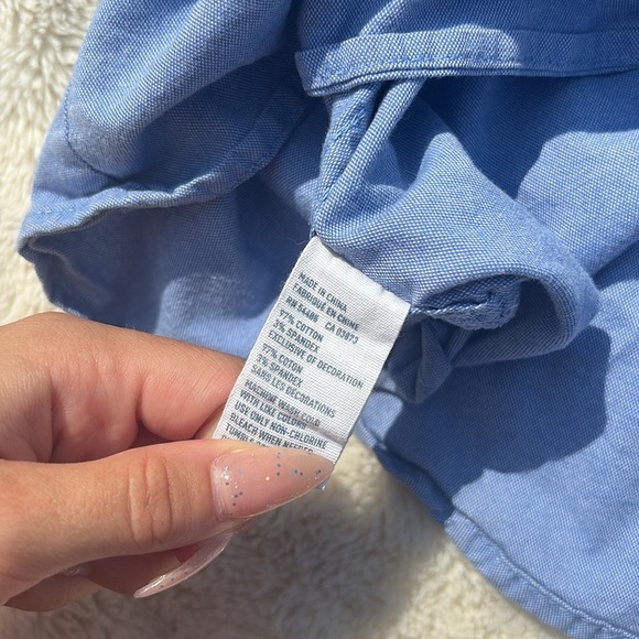 American Eagle Pinstripe Ruffle Button-Up Shirt – Size S | Prep | Cotton Classic - Picture 6 of 6